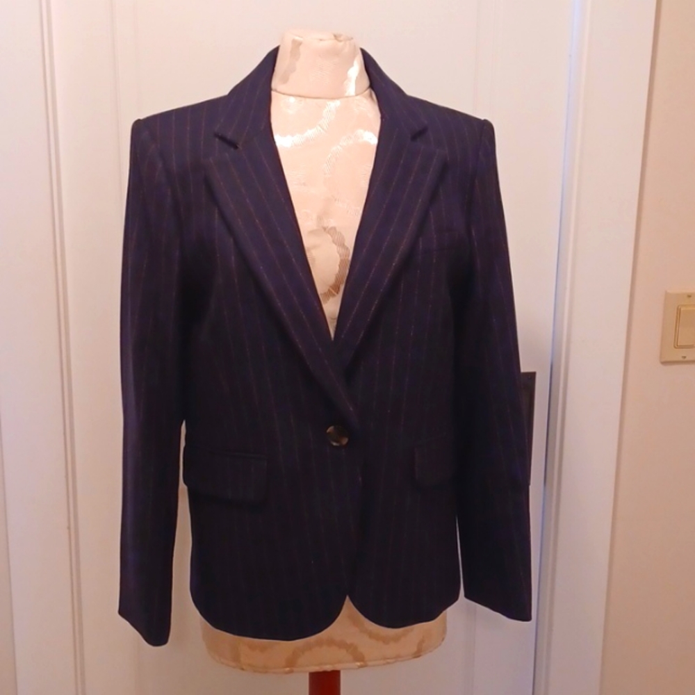 Veronica Beard Tyra Navy Pinstripe Dickey Jacket NWT